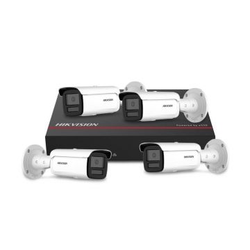 Sistem supraveghere IP exterior basic Hikvision 4EXTIR60-4MP-1TB-V2, 4 camere, 4 MP, IR 60 m, 2.8 mm, PoE, SSD 1 TB