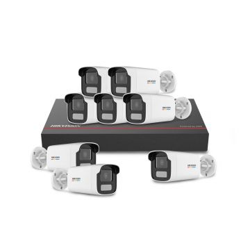 Sistem supraveghere IP exterior basic Hikvision 8EXTALB50-4MP-1TB, 8 camere, 4 MP, Lumina alba 50 m, 4 mm, PoE, SSD 1 TB