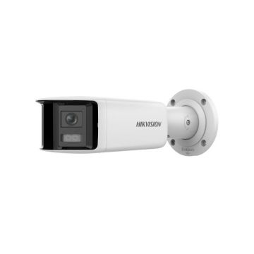 Camera supraveghere IP exterior Hikvision Panoramic ColorVu DS-2CD2T47G2P-LSU/SL, 4 MP, 2.8 mm, slot card, microfon, lumina alba LED 40 m, unghi vizual 180 grade, PoE