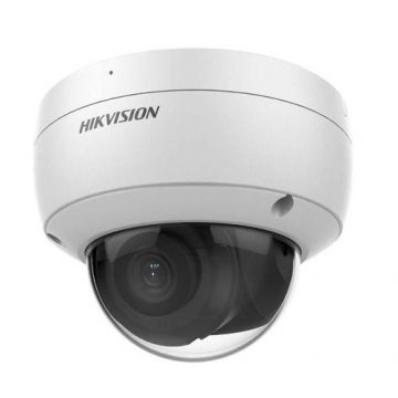 Camera supraveghere exterior IP Dome Hikvision AcuSense DarkFighter DS-2CD2146G2H-ISU, 2.8 mm, 4 MP, PoE, slot card, microfon (Alb)