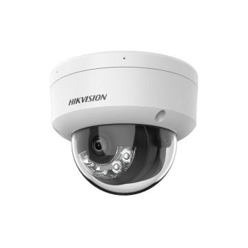 Camera supraveghere interior IP Dome Hikvision Hybrid Light DS-2CD1123G2-LIU, 2MP, 2.8 mm, IR/lumina alba 30 m, microfon, PoE