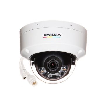 Camera supraveghere IP Dome Hikvision ColorVu Hybrid Light DS-2CD1147G2H-LIU, 4 MP, 2.8 mm, IR/lumina alba 30 m, microfon, PoE