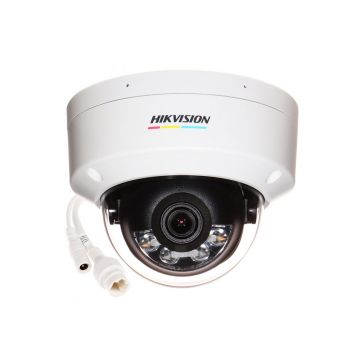 Camera supraveghere IP Dome cu iluminare duala Hikvision ColorVu Hybrid Light DS-2CD1147G2H-LIU, 4 MP, 2.8 mm, IR/lumina alba 30 m, microfon, PoE