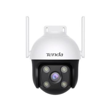 Camera supraveghere video exterior Tenda RH7-WCA, IP, 4 MP, Wi-FI, Detectie/Urmarire miscare, sunet, lumina alarma, vizibilitate 360 grade (Alb)
