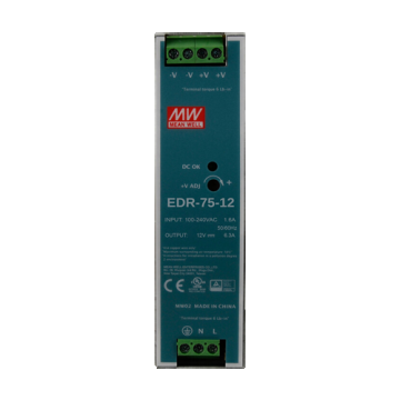 Sursa de alimentare in comutatie, 12V / 6.3A, sina DIN - MEAN WELL EDR-75-12 Sursa de alimentare in comutatie, 12V / 6.3A, sina DIN - MEAN WELL EDR-75-12
