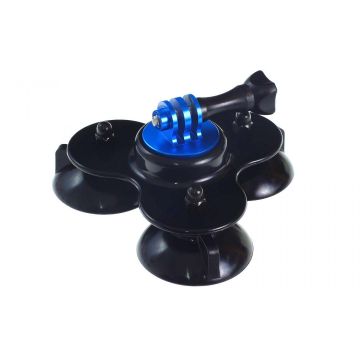 Ventuza tripla cu adaptor aluminiu pentru GoPro / SJCAM / Xiaomi GP179