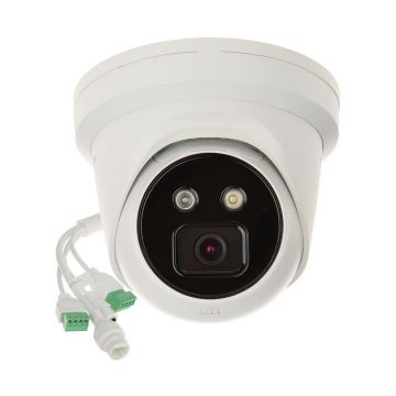 Camera supraveghere IP Dome Hikvision AcuSense DS-2CD2366G2ISUSLC, 6 MP, 2.8 mm, stroboscop, alarma auditiva, microfon, IR 30 m, PoE, slot card