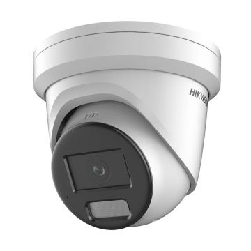 Camera supraveghere IP Dome Hikvision ColorVu DS-2CD2327G2-LU28C, 2 MP, 2.8 mm, lumina alba 30 m, PoE, slot card, microfon