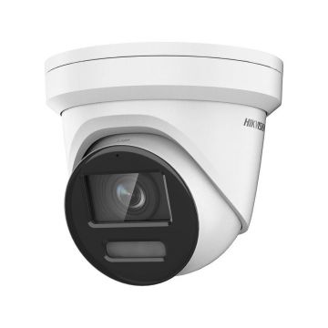 Camera supraveghere IP Dome Hikvision ColorVu DS-2CD2387G2-LSU/SL(2.8MM)(C), 8 MP, 2.8 mm, lumina alba 30 m, PoE, slot card, microfon, stroboscop, sirena