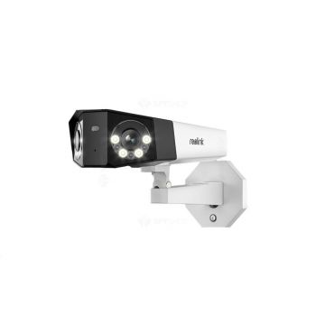 Camera supraveghere IP exterior Reolink Duo 2 PoE, 8MP, unghi vizual 180 grade, slot card, lumina alba/IR 30 m, detectie oameni/vehicule, microfon, difuzor