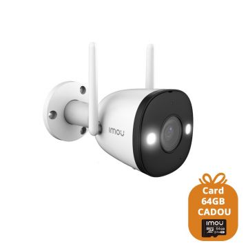 Camera supraveghere wireless IP WiFi Full Color Imou Bullet 2 IPC-F42FEP, 4 MP, lumina alba 30 m, 2.8 mm, microfon, sirena, spotlight, detectie umana