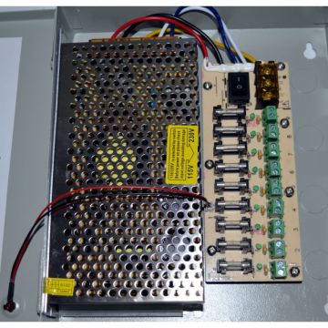 Sursa alimentare, comutatie, cutie metalica, yala, YDS 10A 12V, 9 iesiri partajate