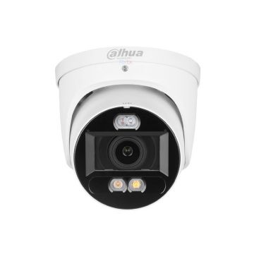 Camera supraveghere exterior IP Dome cu iluminare duala Dahua WizSense Starlight IPC-HDW3849H-ZAS-PV-27135, 8 MP, 2.7-13.5 mm motorizata, lumina alba 40 m, IR 50 m, microfon si difuzor, avertizare luminoasa si sonora, slot card, PoE