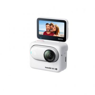 Camera video Insta360 GO 3S, 4K, 128GB, Ecran tactil flip 2.2inch, Wi-Fi, Bluetooth, Voice Control 2.0, Waterproof IPX8, Editare AI (Alb)