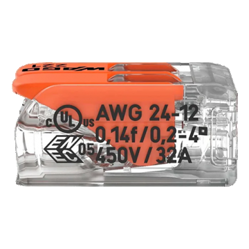 Conector derivatie 2 fire, max. 4 mmÂ² (100 buc.) - WAGO 221-412
