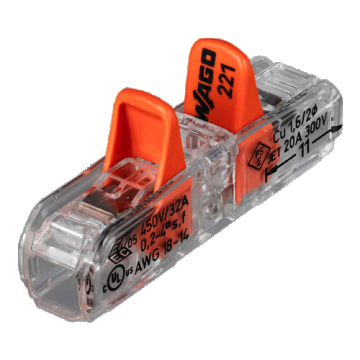 Conector derivatie in linie, 2 fire, max. 4 mmÂ² (60 buc.) - WAGO 221-2411