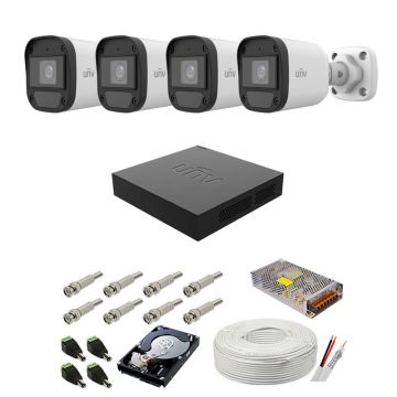 Kit supraveghere complet audio-video UNIVIEW, 4 camere, 2 MP, IR 20M