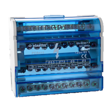Bloc de distributie electrica, 4x11 poli, 125A - Plastim PDB411