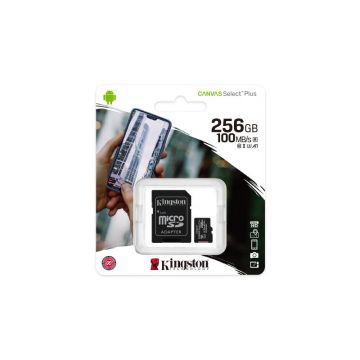 Card de Memorie MicroSD Kingston Select Plus, 256GB, Adaptor SD, Class 10