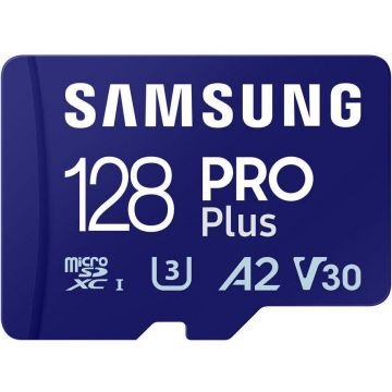 Card de Memorie SAMSUNG  MicroSDHC PRO PLUS 128GB, Class10/Grade 3 adapter UHS-I MB-MD128DA/EU