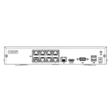 NVR 8 canale, 6MP, 8 x PoE, latime banda 60Mbps, Line Intrusion, 1 port SATA - Hikvision HiLook NVR-108MH-D/8P(D)