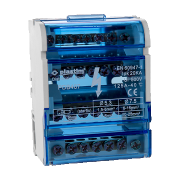 Bloc de distributie electrica, 4x7 poli, 125A - Plastim PDB407