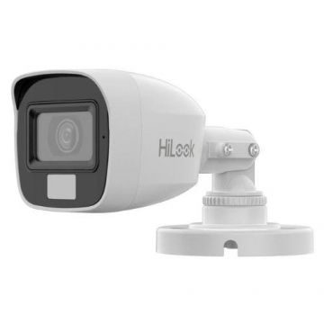 Camera supraveghere video Hikvision HiLook, HDTVI, 3K, lentila 2.8mm, IR 20m, lumina alba 20m, microfon, IP66 - THC-B157-LPS