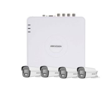 Sistem supraveghere exterior Hikvision ColorVu Smart Hybrid Light KIT-HK-4EXT5MP40L, 4 camere, 5 MP, lumina alba 40 m, 2.8 mm