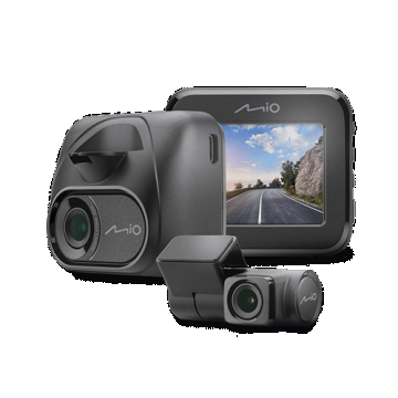 Camera video auto fata-spate MIO MiVue C595WD + MiVue T35, Ecran 2.0inch, 2MP 1080P, Wi-Fi, GPS (Negru)