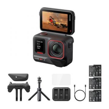 Camera Video de Actiune Insta360 Ace Pro 2 Creator Combo, 8K30, 50MP, Ecran Flip 2.5inch, Ecran frontal 0.7 inch, Unghi larg de 157°, Wi-Fi, Bluetooth, HDR, Waterproof 12m (Negru)