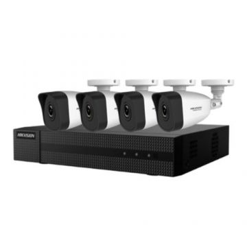 Kit supraveghere IP HiWatch Hikvision 4 camere 4MP IR 30m lentila 2.8mm, NVR  8 canale PoE 4MP 60 Mbps