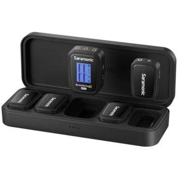 Microfon wireless Saramonic Blink500 ProX B8, 1x Receiver, 4x Microfon, Autonomie microfon 11 ore, Raza de actiune 280m, Negru