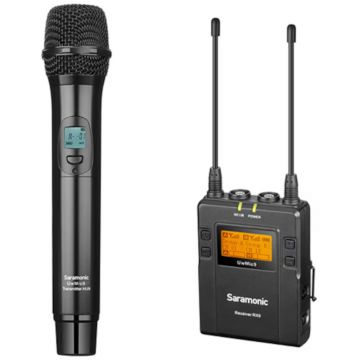 Microfon wireless UHF Saramonic UwMic9 Kit4, 1x transmitator de mana pentru sistemul UwMic9 HU9, 1x receptor UHF cu 2 canale RX9, Negru Microfon wireless UHF Saramonic UwMic9 Kit4, 1x transmitator de mana pentru sistemul UwMic9 HU9, 1x receptor UHF cu 2 canale RX9, Negru
