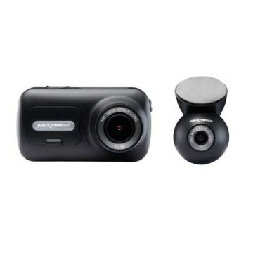 Pachet camere videu auto Nextbase NBDVR320XRWC DVR Full HD cu vedere frontala si spate, pentru siguranta completa, Ecan 2.5inch, Full HD, Unghi vizualizare 140°, Mod inteligent parcare (Negru)