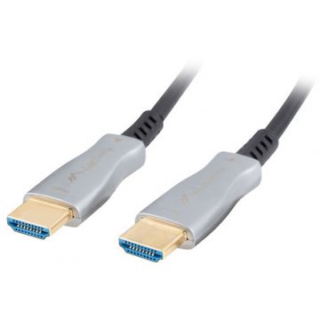 Cablu video Lanberg HDMI Male - HDMI Male, v2.0, Optical active, 100 m, Negru