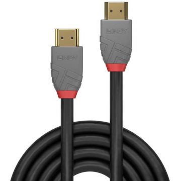 Cablu video LINDY Anthra, HDMI Male - HDMI Male, v2.0, 5m, negru-gri