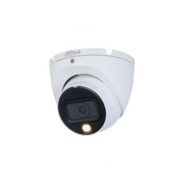 Camera supraveghere exterior Dome cu iluminare duala Dahua HAC-HDW1801TLM-IL-A-0280B-S2, 4 K, IR/lumina alba 20 m, 2.8 mm, microfon