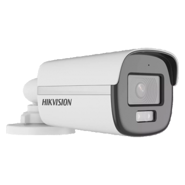 Camera supraveghere exterior Hikvision Mini Bullet ColorVu DS-2CE12DF0T-LFS(2.8MM), 2 MP, IR/lumina alba 40 m, microfon