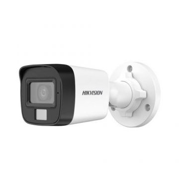 Camera supraveghere exterior mini Hikvision Smart Hybrid Light DS-2CE16K0T-LFS, Bullet, 5 MP, IR 30 m, lumina alba 20 m, 2.8 mm, microfon