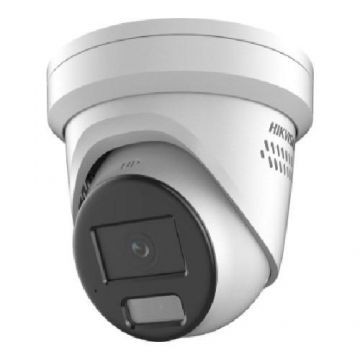 Camera supraveghere IP Dome ColorVu Hikvision Smart Hybrid Light DS-2CD2387G2H-LISU/SL(2.8MM)(EF), 8 MP, 2.8 mm, IR/lumina alba 30 m, microfon si difuzor, slot card, PoE, lumina stroboscopica, alarma audio