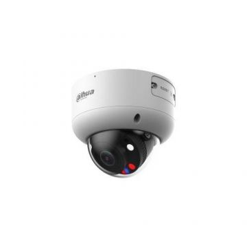 Camera supraveghere IP Dome cu iluminare duala Dahua WizSense TiOC Active Deterrence IPC-HDBW3549R1-ZAS-PV-27135, 5 MP, 2.7 mm - 13.5 mm, lumina alba 40 m, IR 50 m, microfon, slot card, PoE