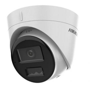 Camera supraveghere IP Dome Hikvision Hybrid Light DS-2CD1343G2-LIUF, 4MP, 2.8 mm, IR/lumina alba 30 m, slot card, microfon, PoE