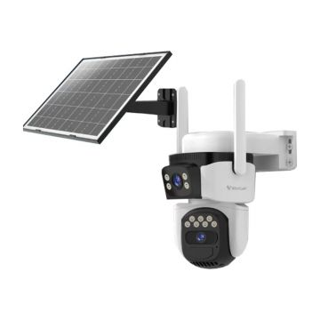 Camera supraveghere Speed Dome PT 4G cu iluminare duala si panou solar Vstarcam BG621DR, PIR 10 m, 4+4 mm, IR/lumina alba, tracking, acumulator 8000 mAh, microfon si difuzor, alarma, slot card