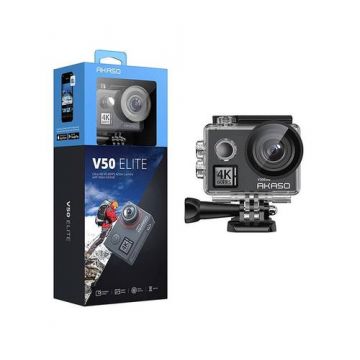 Camera video de actiune AKASO V50 Elite, 4K 60 FPS, 20 MP, Ecran IPS 2inch, Control vocal, Slow Motion, Giroscop 6 axe (Gri)