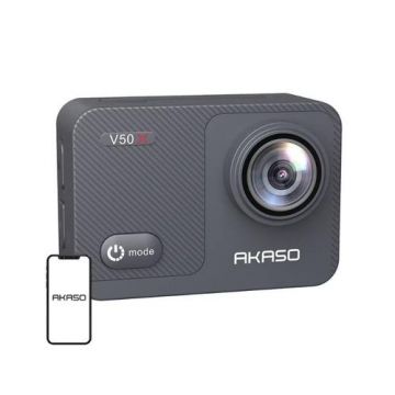 Camera video de actiune AKASO V50 X, 4K 30FPS, 20MP, Ecran LCD 2inch, Stabilizare 6 axe, Zoom 4X (Gri)