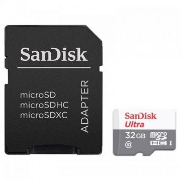 Card de memorie SanDisk microSDHC 32GB, Class 10, 100MB/s, SDSQUNR-032G-GN3MA, cu adaptor SD inclus