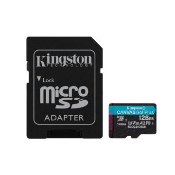 Card microSD Kingston Canvas Go Plus 128GB, UHS-I U3, pana la 200MB/s, SDCG4/128GB, ideal pentru video 4K, camere sport, drone, Android