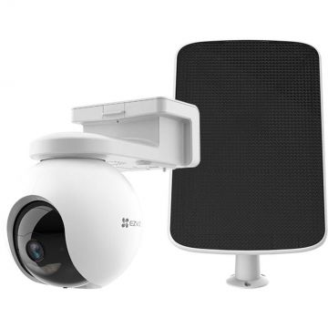 EZVIZ Camera de supraveghere exterior EZVIZ HB8 cu Panou solar F, 4.2W, Acumulator 10400mAh, Stocare 32GB eMMC si Ezviz CloudPlay, Urmarire si detectare automata a miscarii cu AI, Comunicare bidirectionala, Integrare Google Assistant si Amazon Alexa