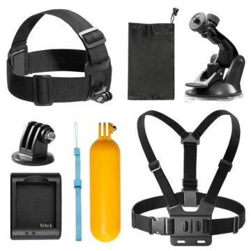 Kit accesorii AKASO SYZ0013-BK-01 – curele, suport plutitor, ventuza, adaptor trepied, garantie (Negru)