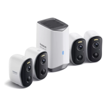 Kit Supraveghere Video Security N1 Plus  2K HD  IP67  Night Vision  Autonomie 270 Zile  HomeStation H1 + 4 Camere Video